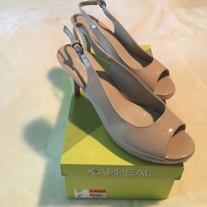 XAppeal taupe sling-back high heels new in box